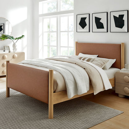 Maven Queen Size Vegan Leather Upholstered Platform Bed