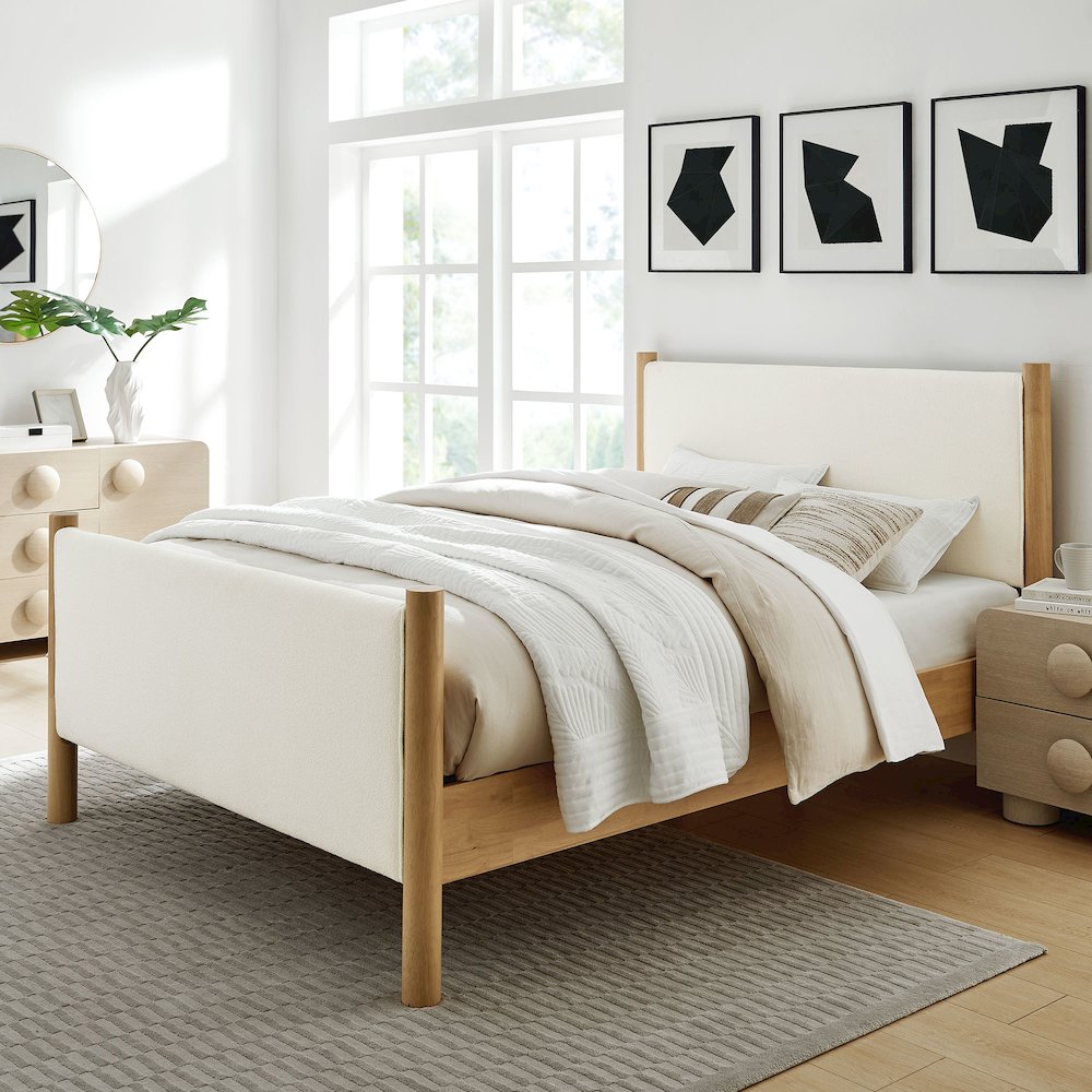 Maven Queen Size Boucle Upholstered Platform Bed
