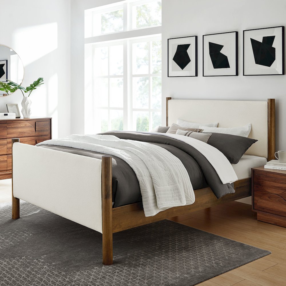 Maven Queen Size Boucle Upholstered Platform Bed