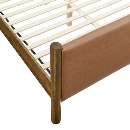 Maven King Size Vegan Leather Upholstered Platform Bed
