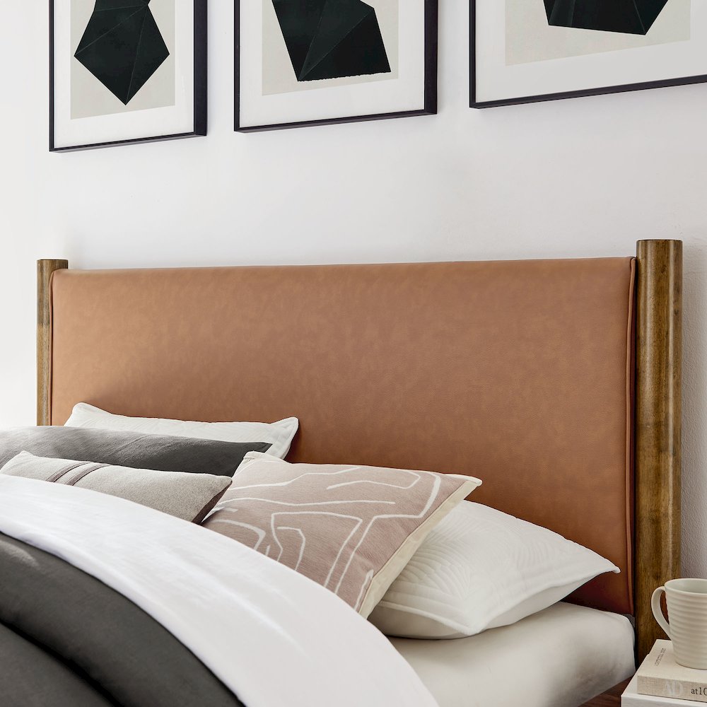 Maven King Size Vegan Leather Upholstered Platform Bed