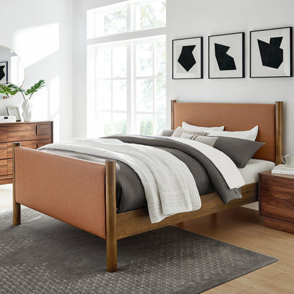 Maven King Size Vegan Leather Upholstered Platform Bed