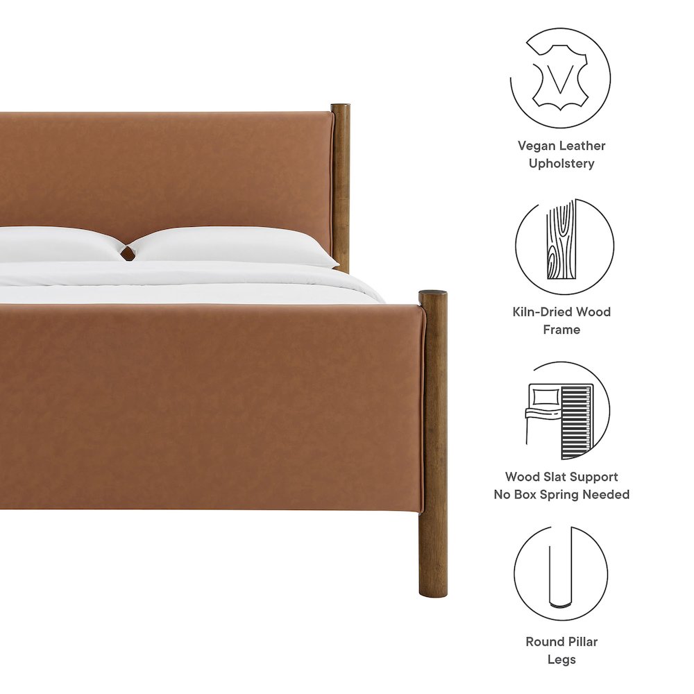 Maven King Size Vegan Leather Upholstered Platform Bed