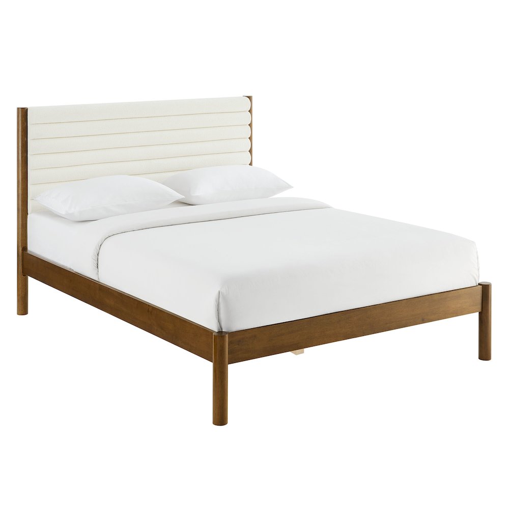 Olea Channel Tufted Boucle Solid Wood Full Platform Bed