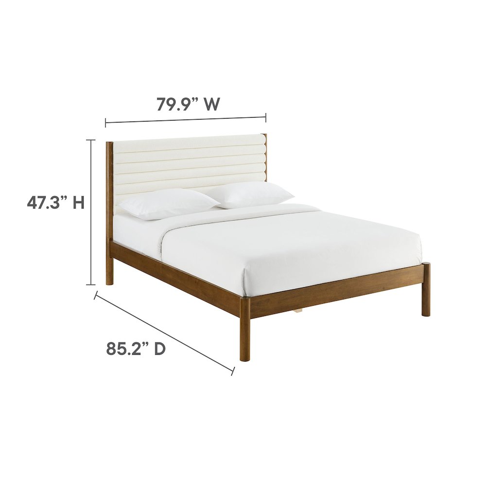 Olea Channel Tufted Boucle Solid Wood King Platform Bed