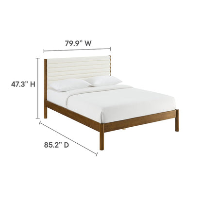 Olea Channel Tufted Boucle Solid Wood King Platform Bed
