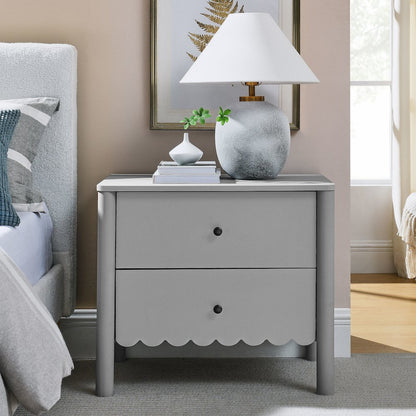 Emmeline Scalloped 2-Drawer Nightstand