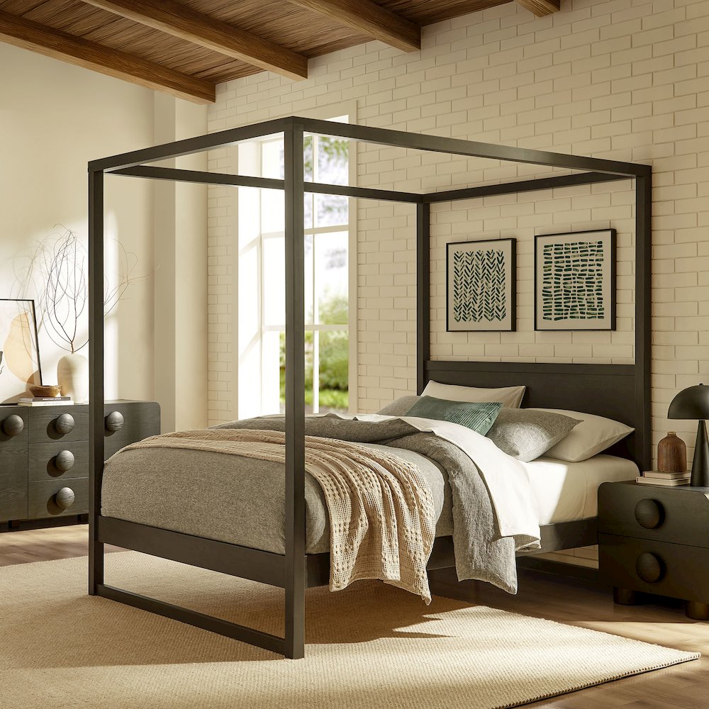 Alva King Wood Canopy Platform Bed