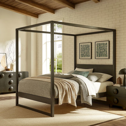 Alva King Wood Canopy Platform Bed