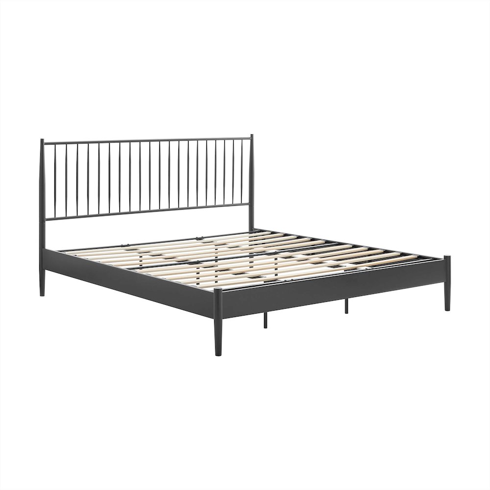 Adair Spindle Metal King Platform Bed - Charcoal