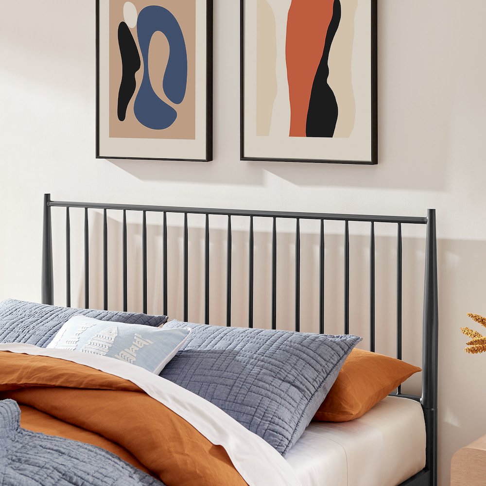 Adair Spindle Metal King Platform Bed - Charcoal
