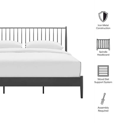 Adair Spindle Metal King Platform Bed - Charcoal