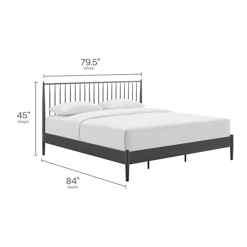 Adair Spindle Metal King Platform Bed - Charcoal