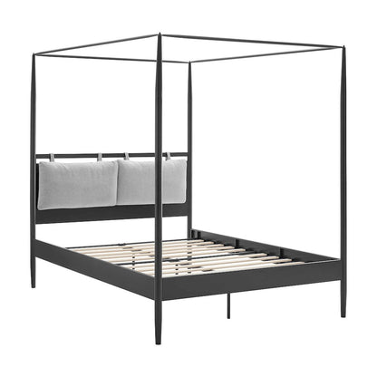Marlowe 4-Poster Canopy Metal Queen Platform Bed - Charcoal