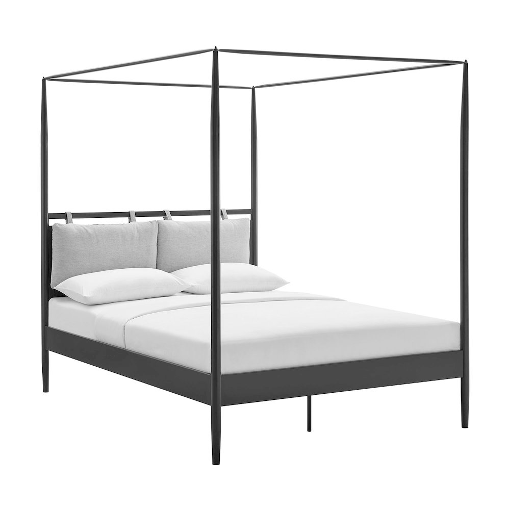 Marlowe 4-Poster Canopy Metal Queen Platform Bed - Charcoal