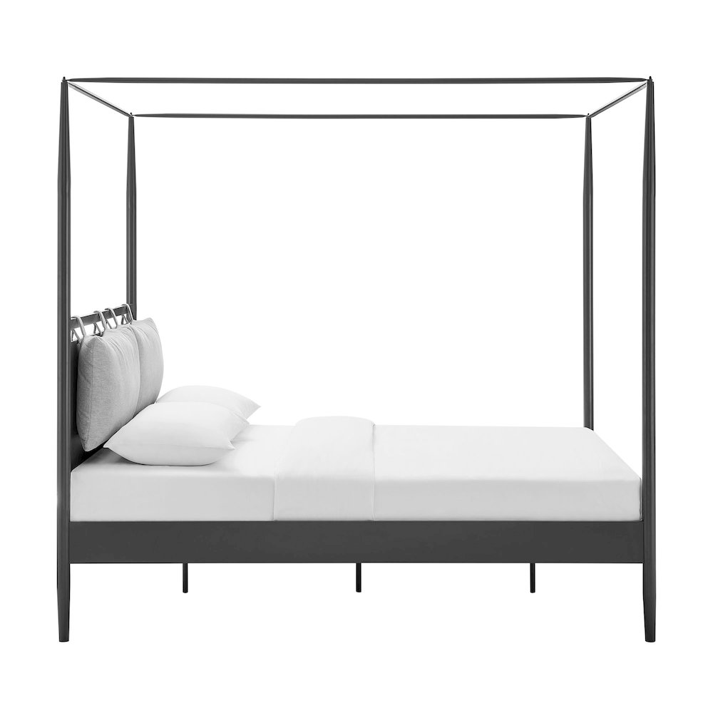 Marlowe 4-Poster Canopy Metal Queen Platform Bed - Charcoal