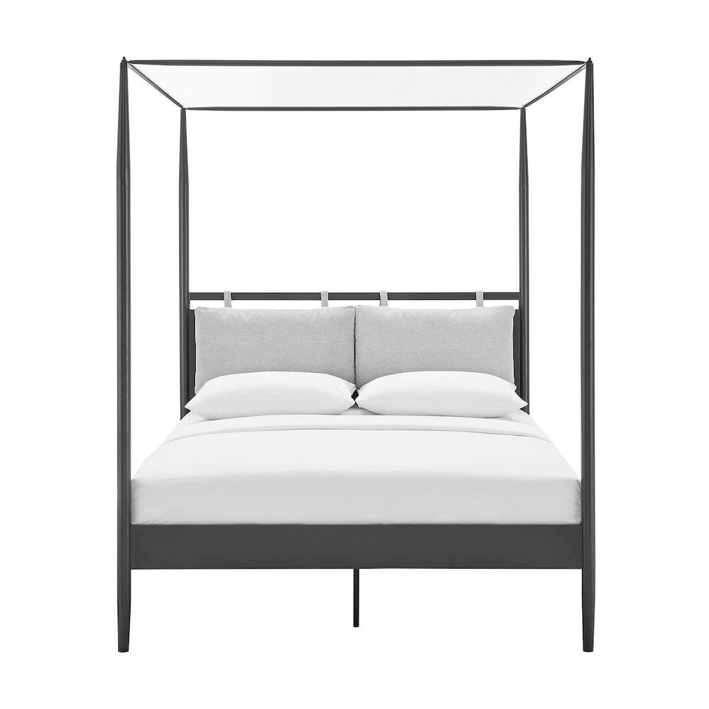 Marlowe 4-Poster Canopy Metal Queen Platform Bed - Charcoal