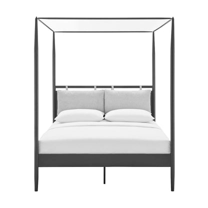 Marlowe 4-Poster Canopy Metal Queen Platform Bed - Charcoal