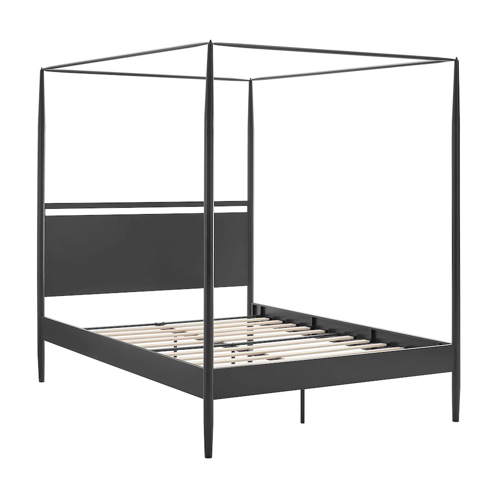 Marlowe 4-Poster Canopy Metal Queen Platform Bed - Charcoal
