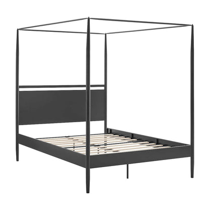 Marlowe 4-Poster Canopy Metal Queen Platform Bed - Charcoal