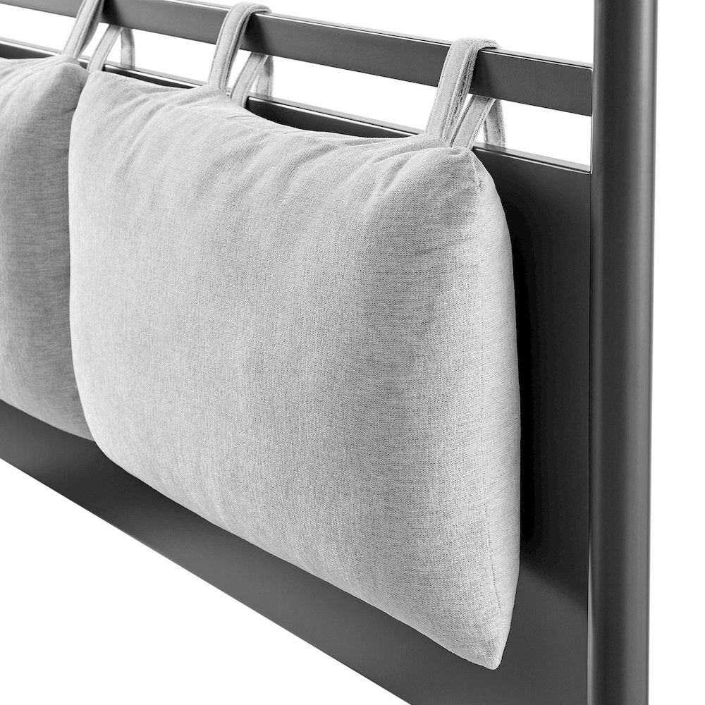 Marlowe 4-Poster Canopy Metal Queen Platform Bed - Charcoal