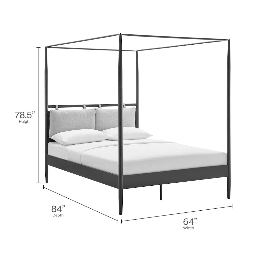 Marlowe 4-Poster Canopy Metal Queen Platform Bed - Charcoal