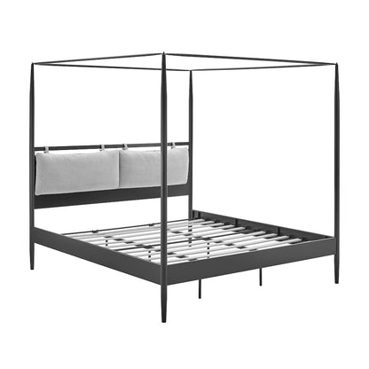 Marlowe 4-Poster Canopy Metal King Platform Bed - Charcoal