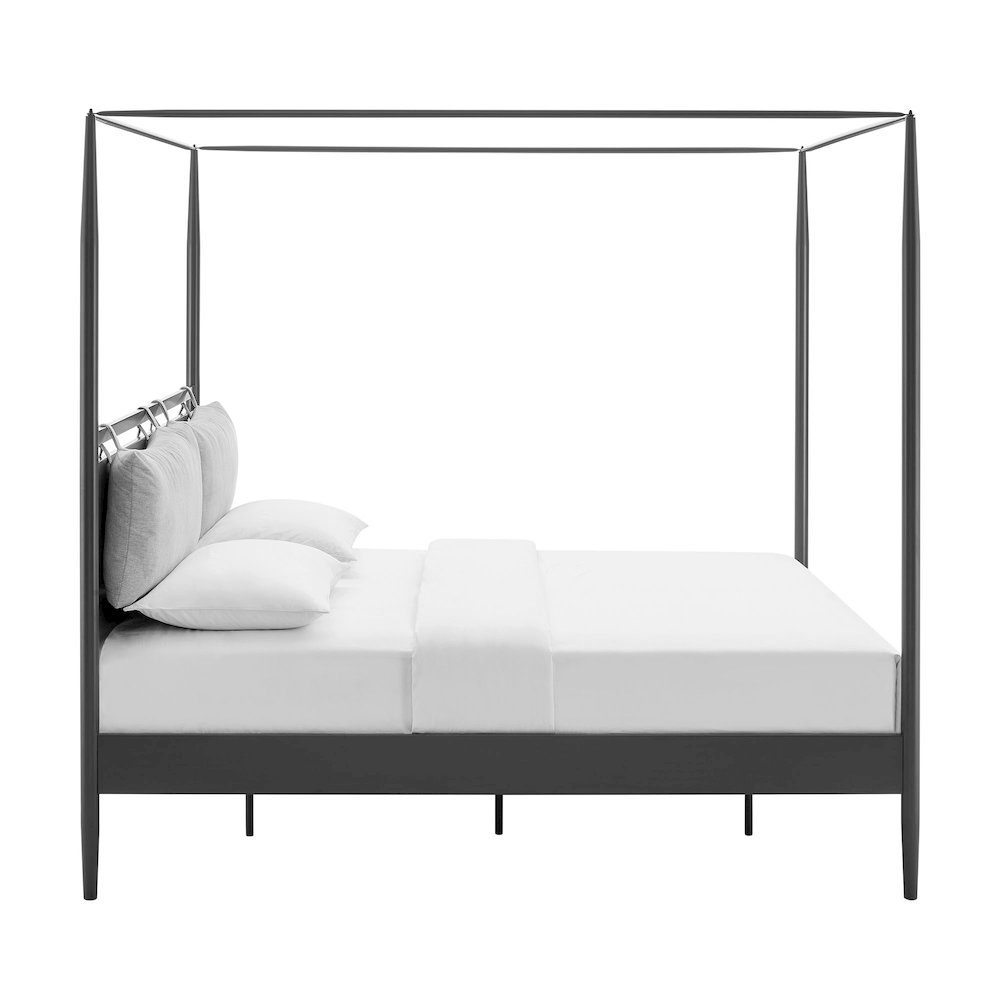 Marlowe 4-Poster Canopy Metal King Platform Bed - Charcoal