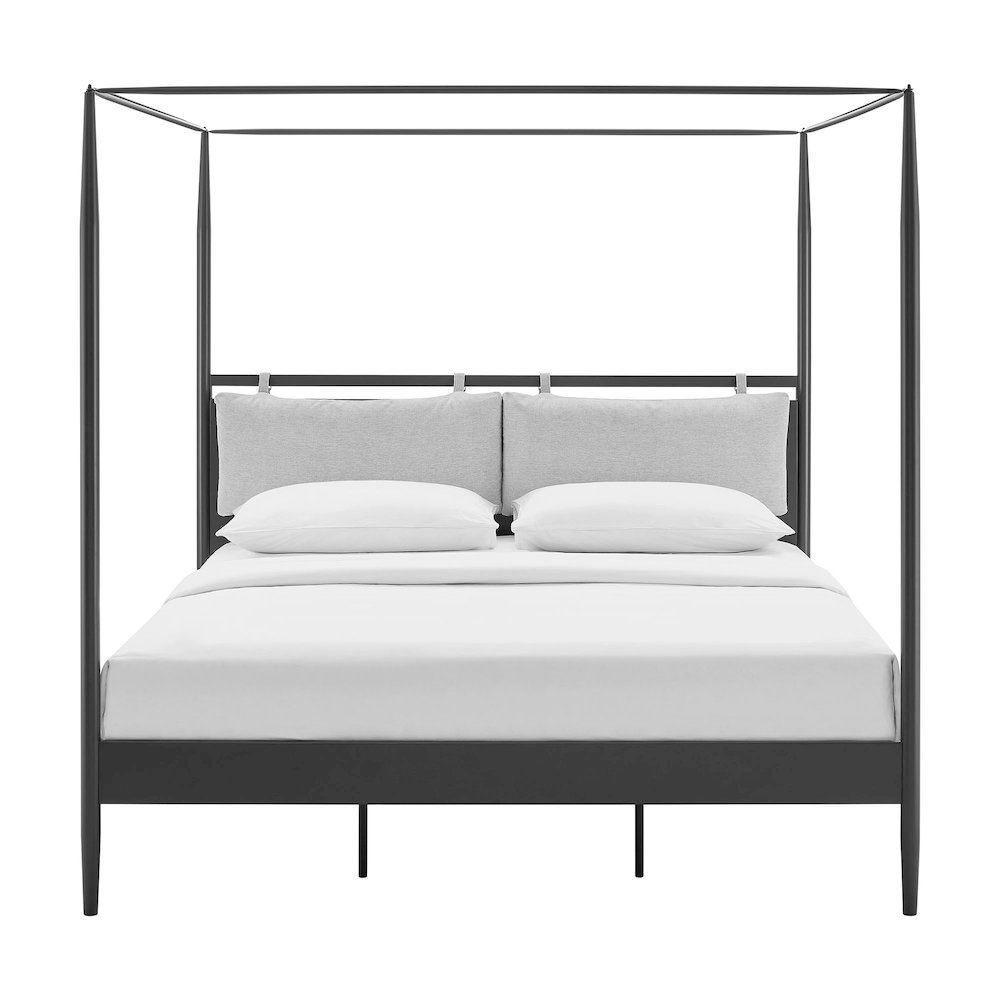 Marlowe 4-Poster Canopy Metal King Platform Bed - Charcoal