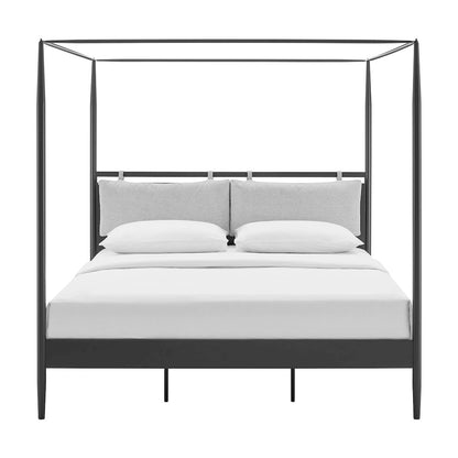 Marlowe 4-Poster Canopy Metal King Platform Bed - Charcoal