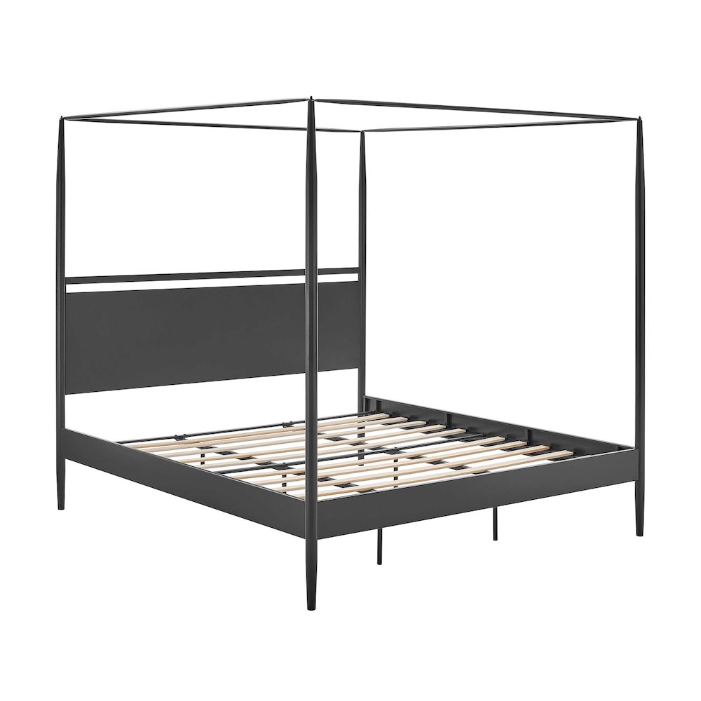 Marlowe 4-Poster Canopy Metal King Platform Bed - Charcoal