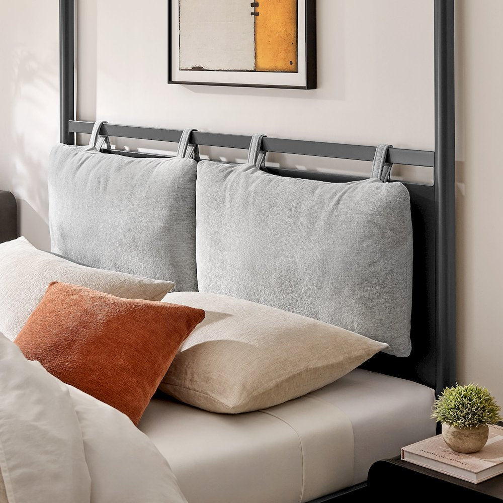 Marlowe 4-Poster Canopy Metal King Platform Bed - Charcoal