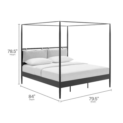 Marlowe 4-Poster Canopy Metal King Platform Bed - Charcoal