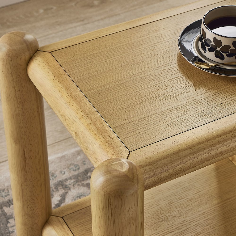 Arcus Rectangular 2-Tier Side Table - Oak