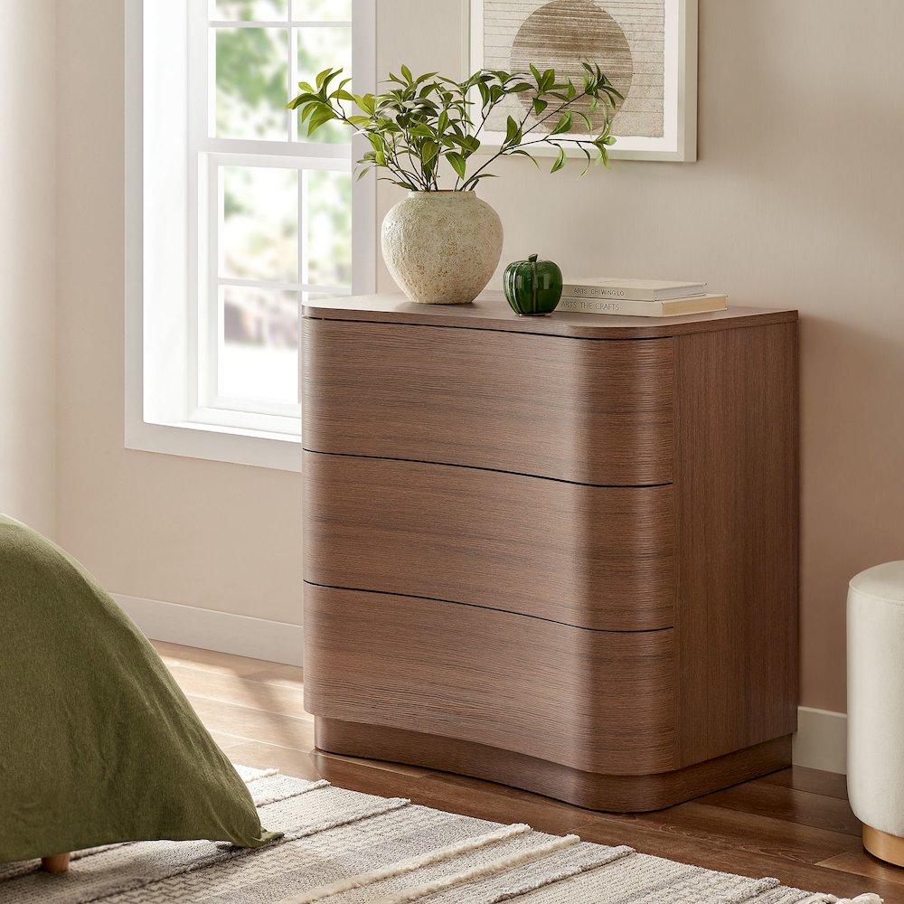 Mirae 3-Drawer Curved Compact Dresser