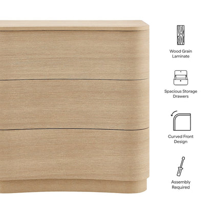 Mirae 3-Drawer Curved Compact Dresser