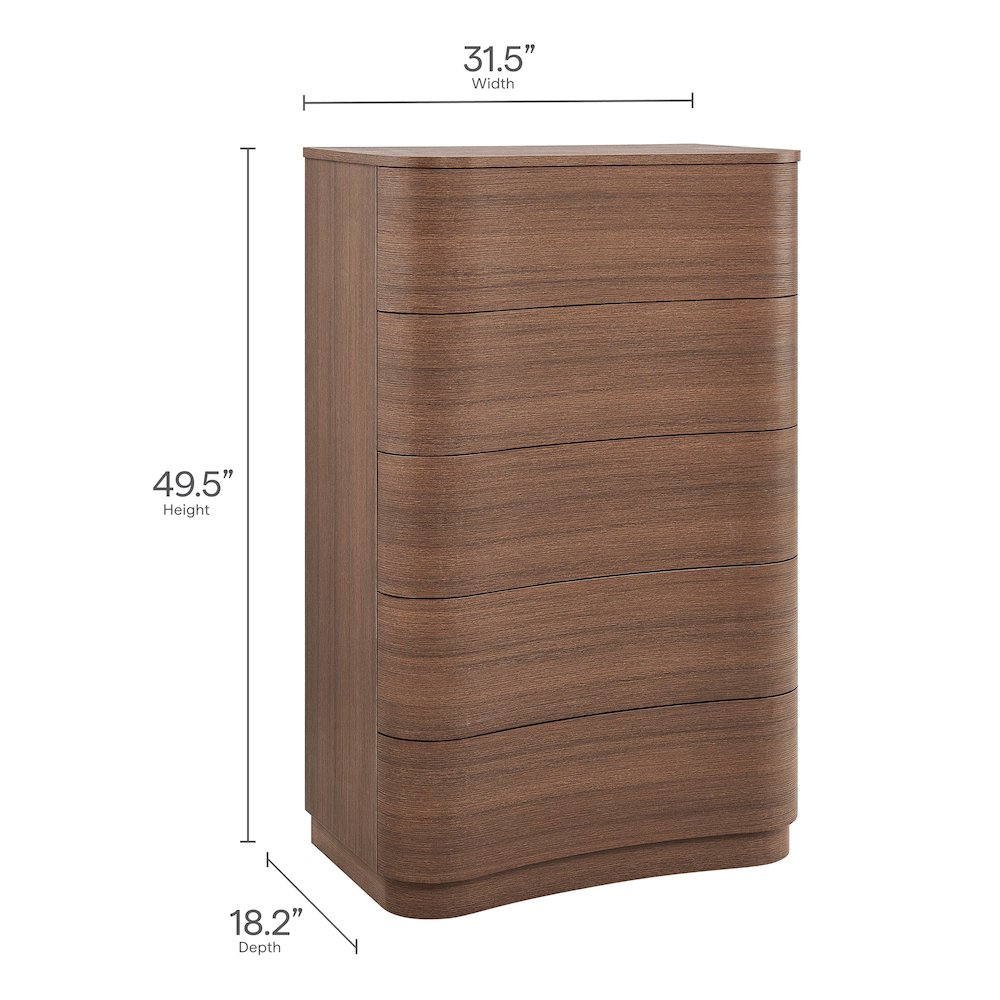 Mirae 5-Drawer Curved Dresser Chest of Drawers