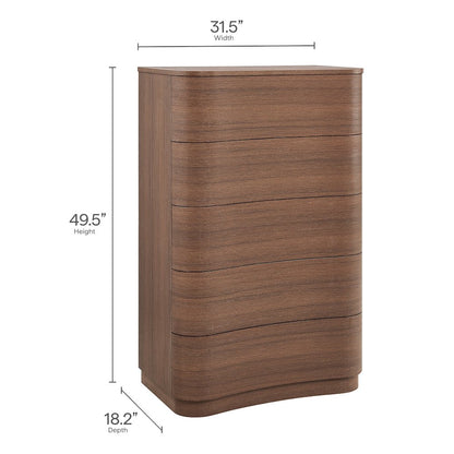 Mirae 5-Drawer Curved Dresser Chest of Drawers