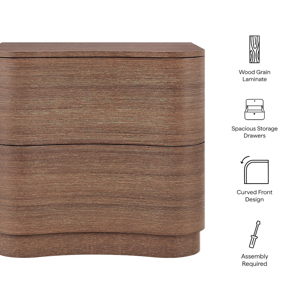 Mirae 2-Drawer Curved Nightstand