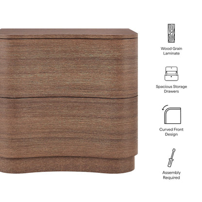 Mirae 2-Drawer Curved Nightstand