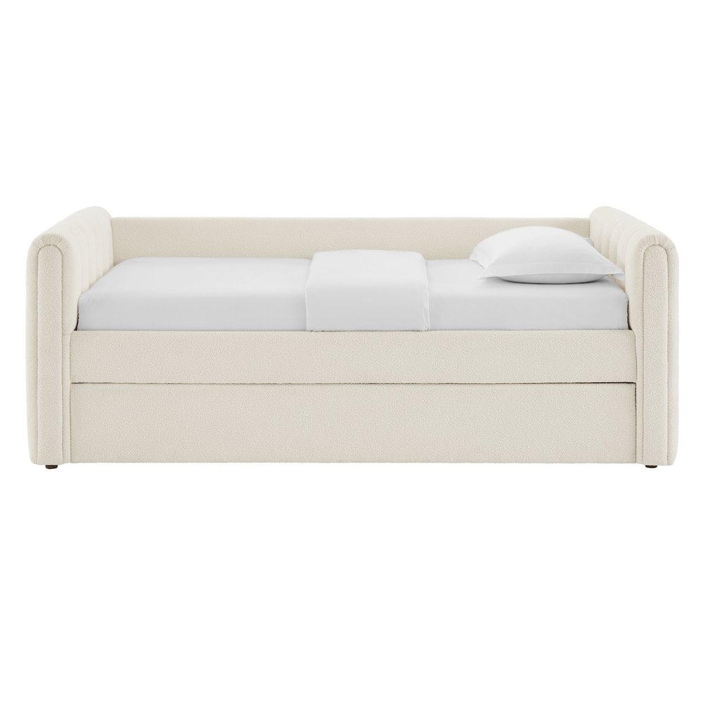 Veyla Channel Tufted Boucle Twin Daybed With Trundle