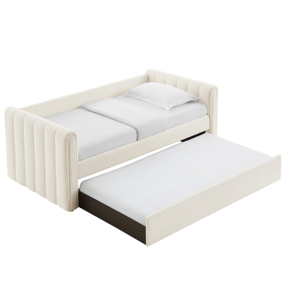 Veyla Channel Tufted Boucle Twin Daybed With Trundle