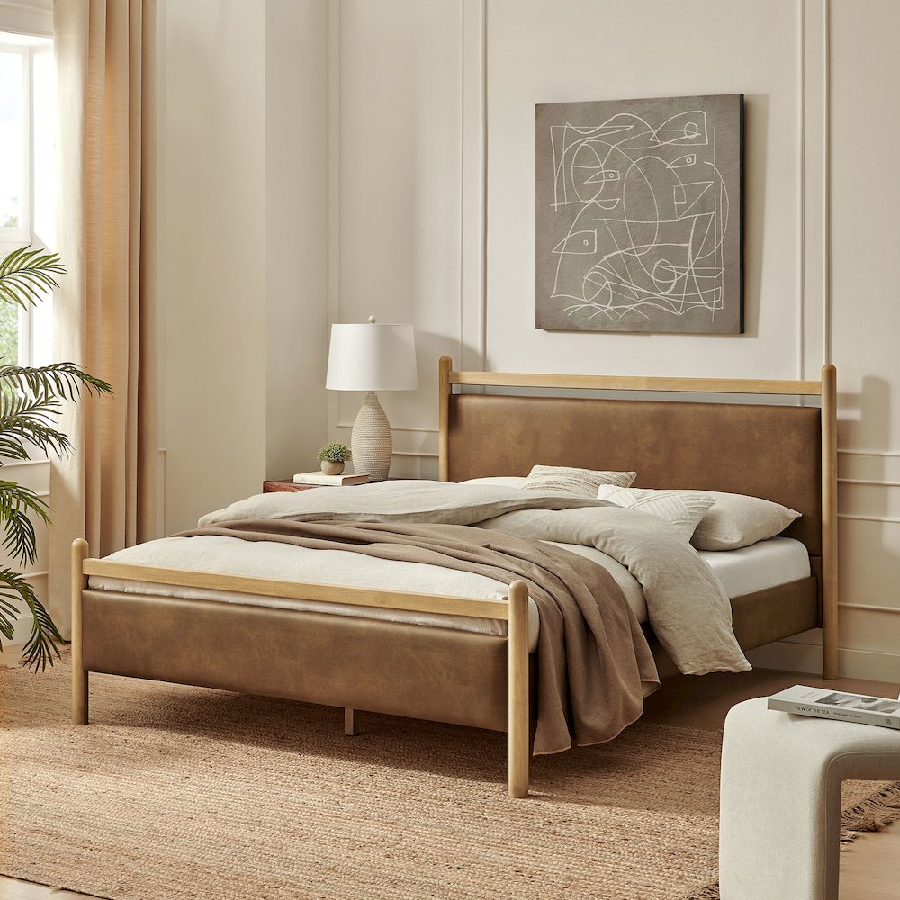 Ginny King Size Vegan Leather Platform Bed Frame