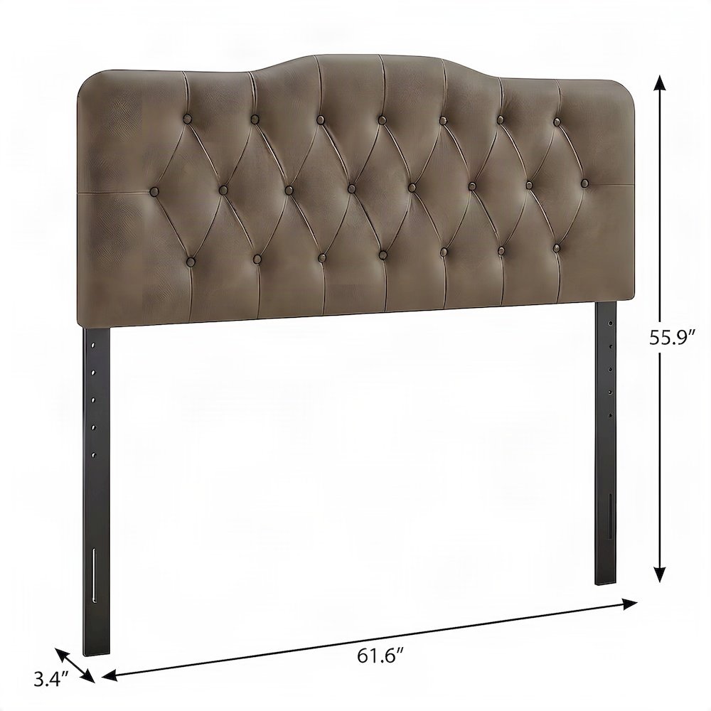Faux Leather Upholstered Queen Headboard Only with Tall Leg Posts, Mushroom