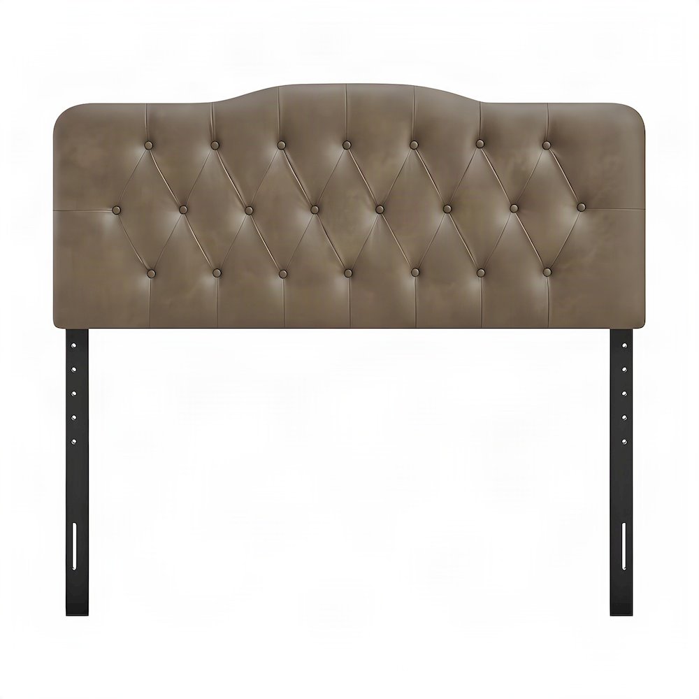 Faux Leather Upholstered Queen Headboard Only with Tall Leg Posts, Mushroom