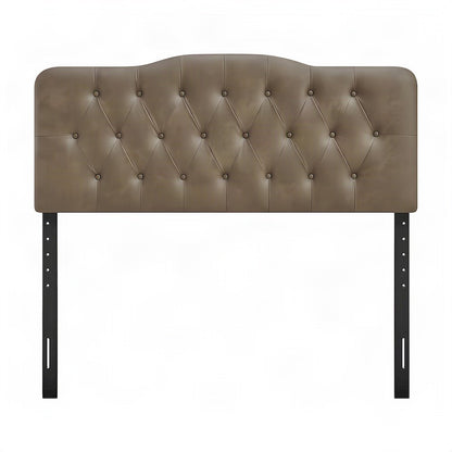 Faux Leather Upholstered Queen Headboard Only with Tall Leg Posts, Mushroom