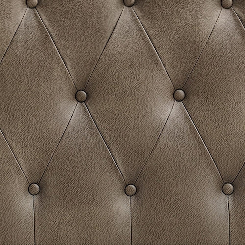 Faux Leather Upholstered Queen Headboard Only with Tall Leg Posts, Mushroom