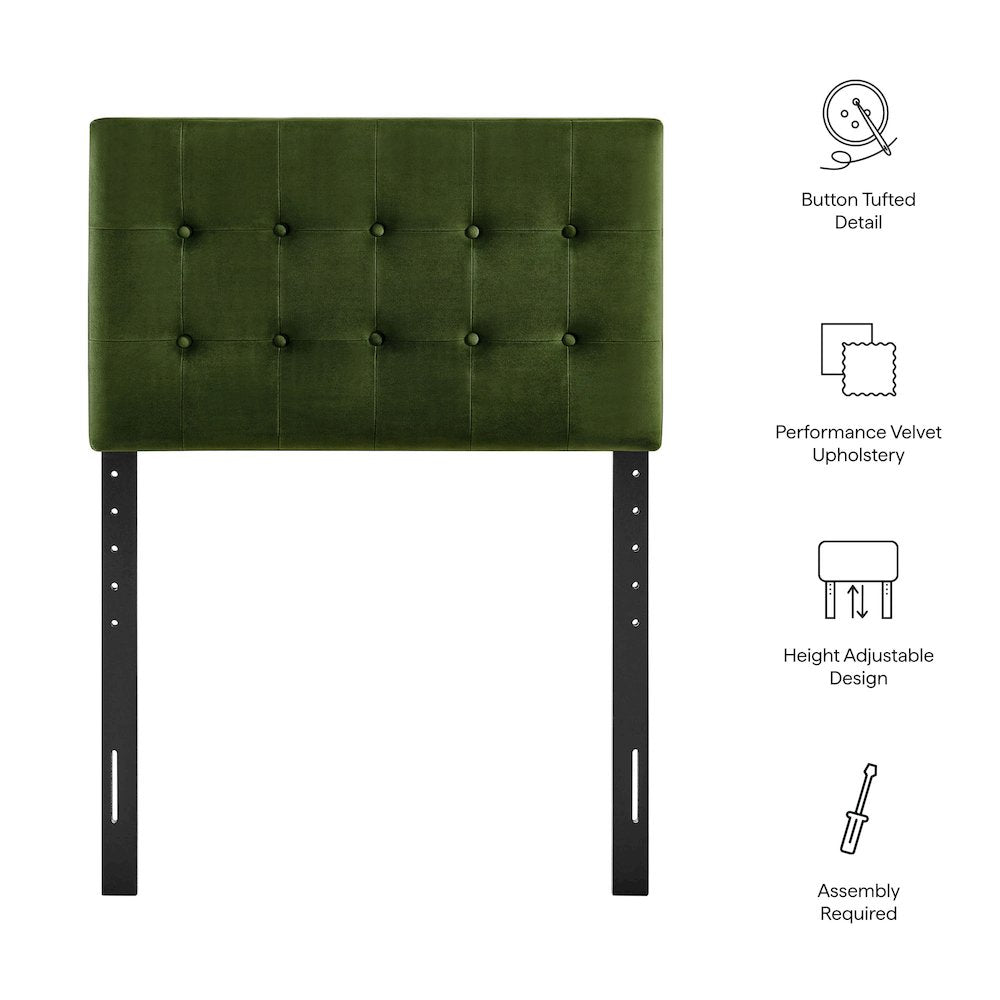 Emily Stain-Resistant Performance Velvet Twin Size Headboard