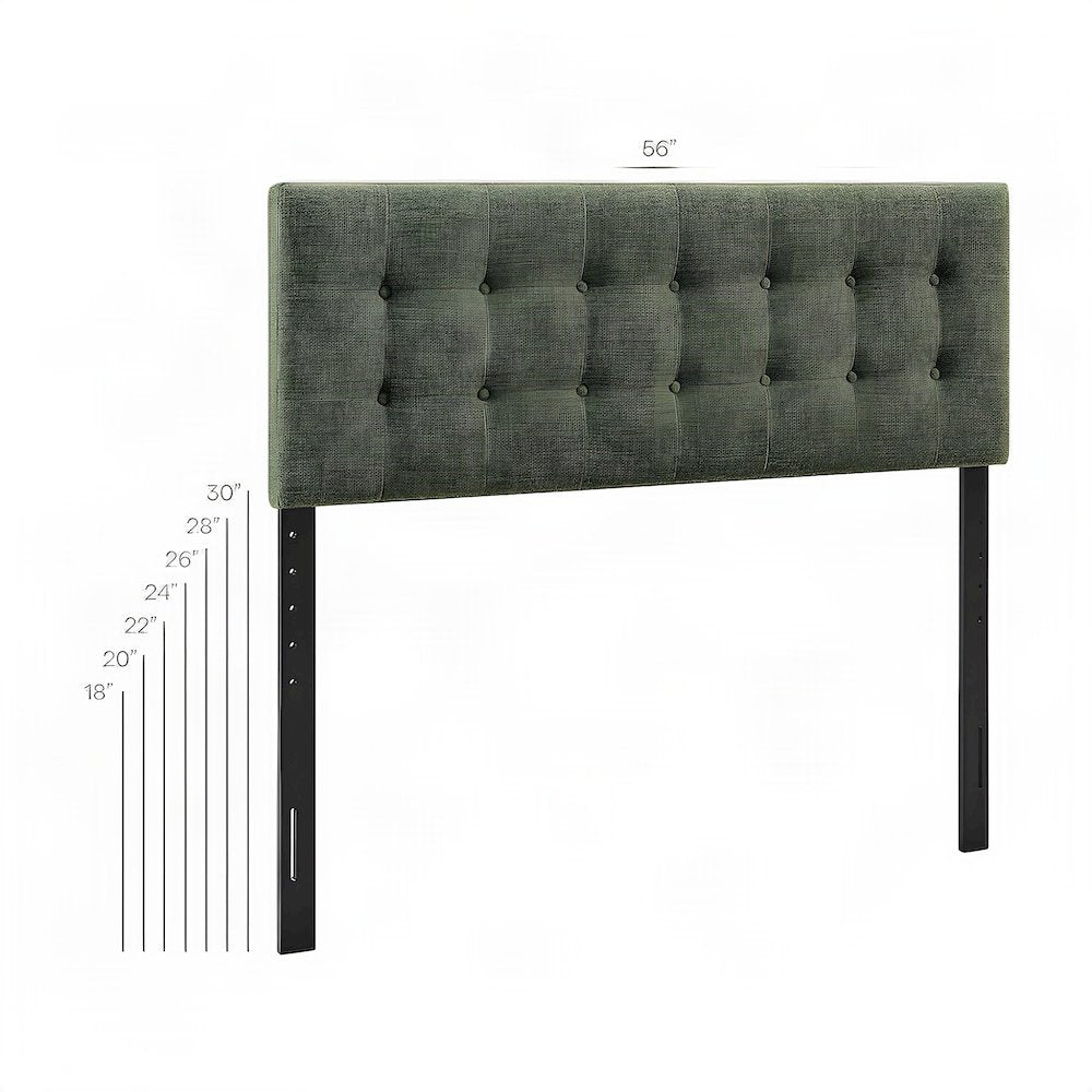Fabric Upholstered Full Size Headboard Only, Padded and Adjustable, Foliage