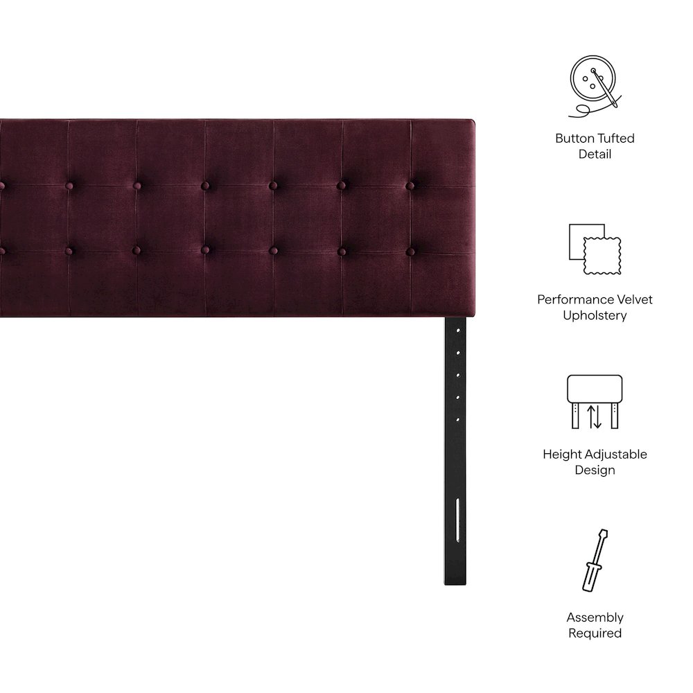 Emily Stain-Resistant Performance Velvet Queen Size Headboard